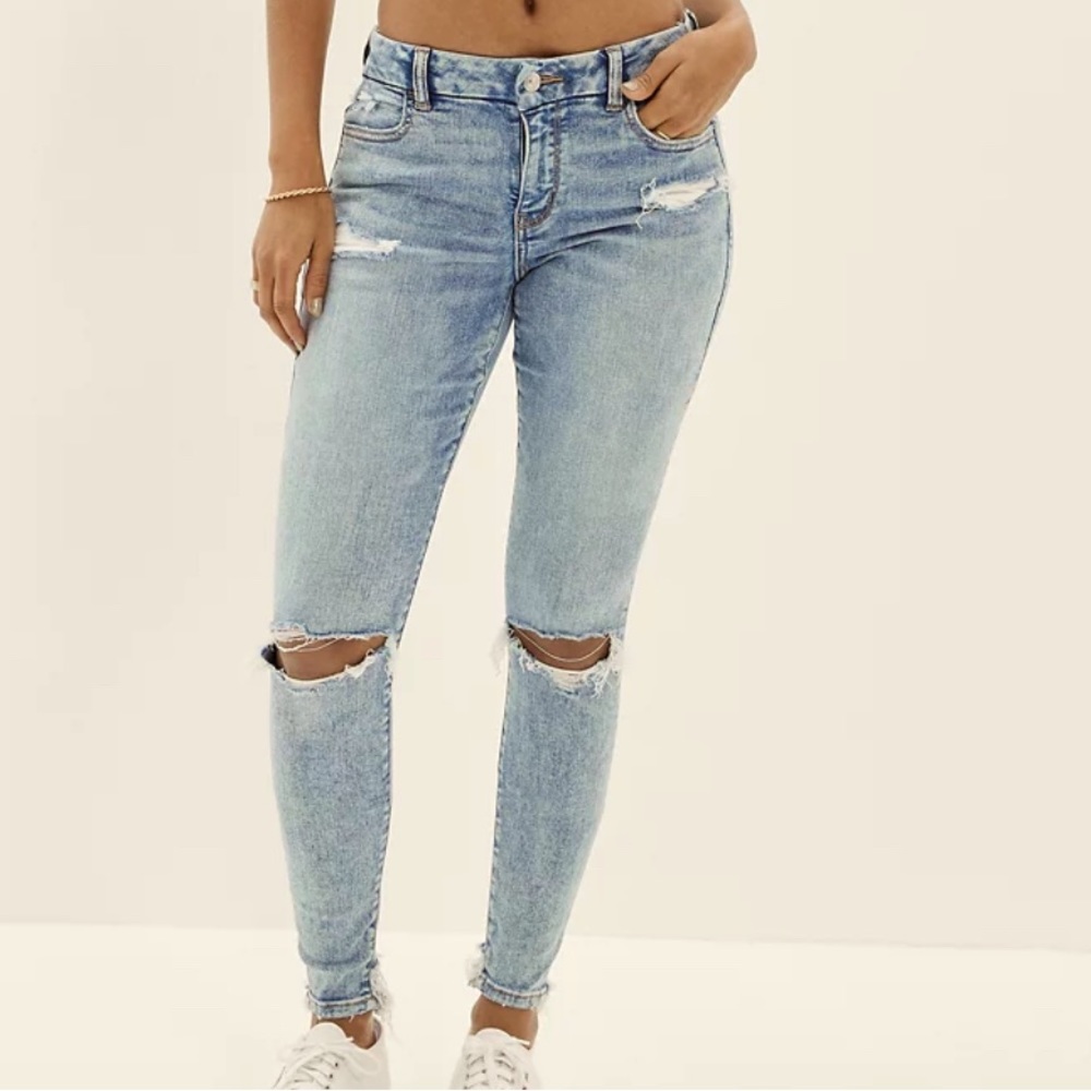 AE Ne(x)t Level Ripped Curvy Jegging (Size 8 Long)